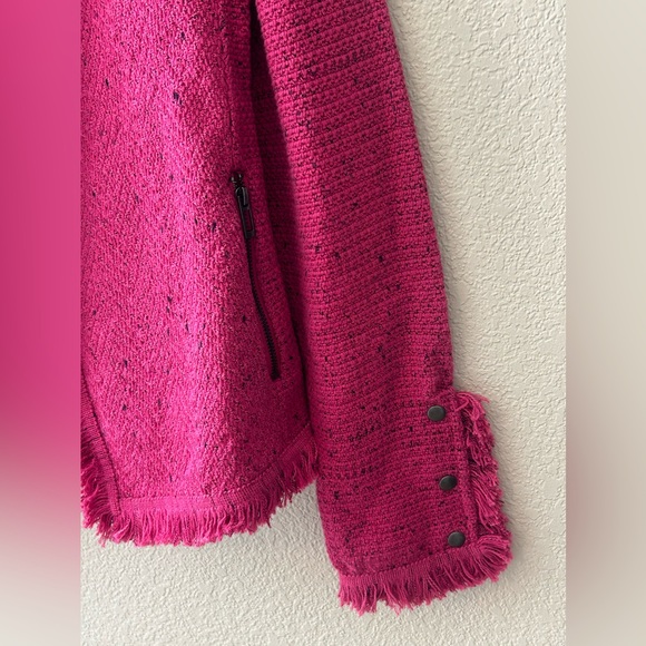NIC+ZOE Fringe Mix Knit Jacket In Charged Pink Size Small NWOT - Picture 6 of 10